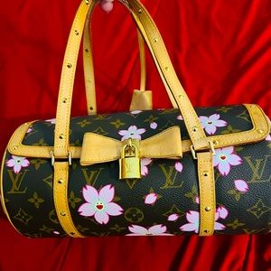 Louis Vuitton x TAKASHI Murakami 2006 monogram cherry blossom papillon handbag.